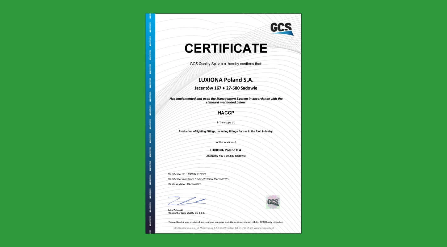 Luxiona brilla con luz propia gracias a la nueva certificación HACCP!