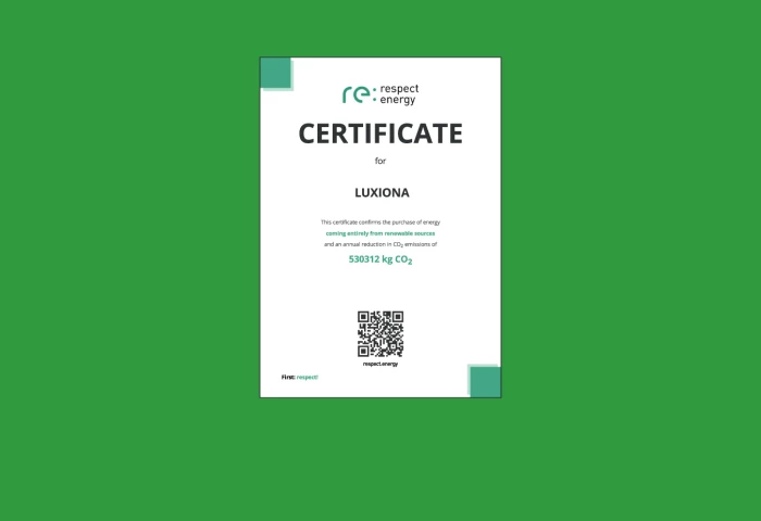 Certyfikat Zielonej Energii LUXIONA